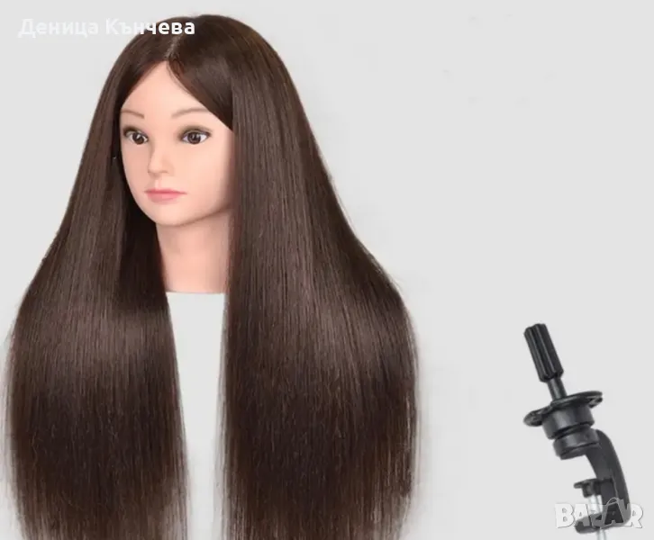 Тренировъчна глава с 80% естествена коса, снимка 1