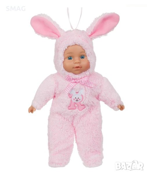 Кукла Бебе Облечена като Зайче Розово 34см, снимка 1