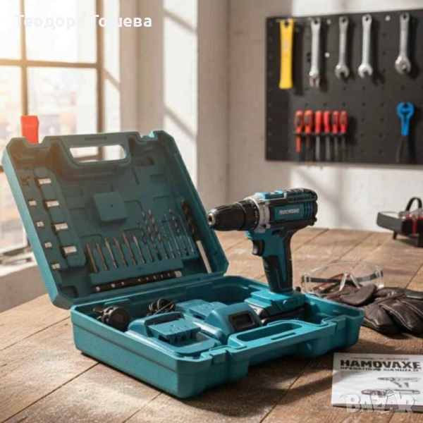 Бормашина с двойна батерия и безчетков мотор, снимка 1