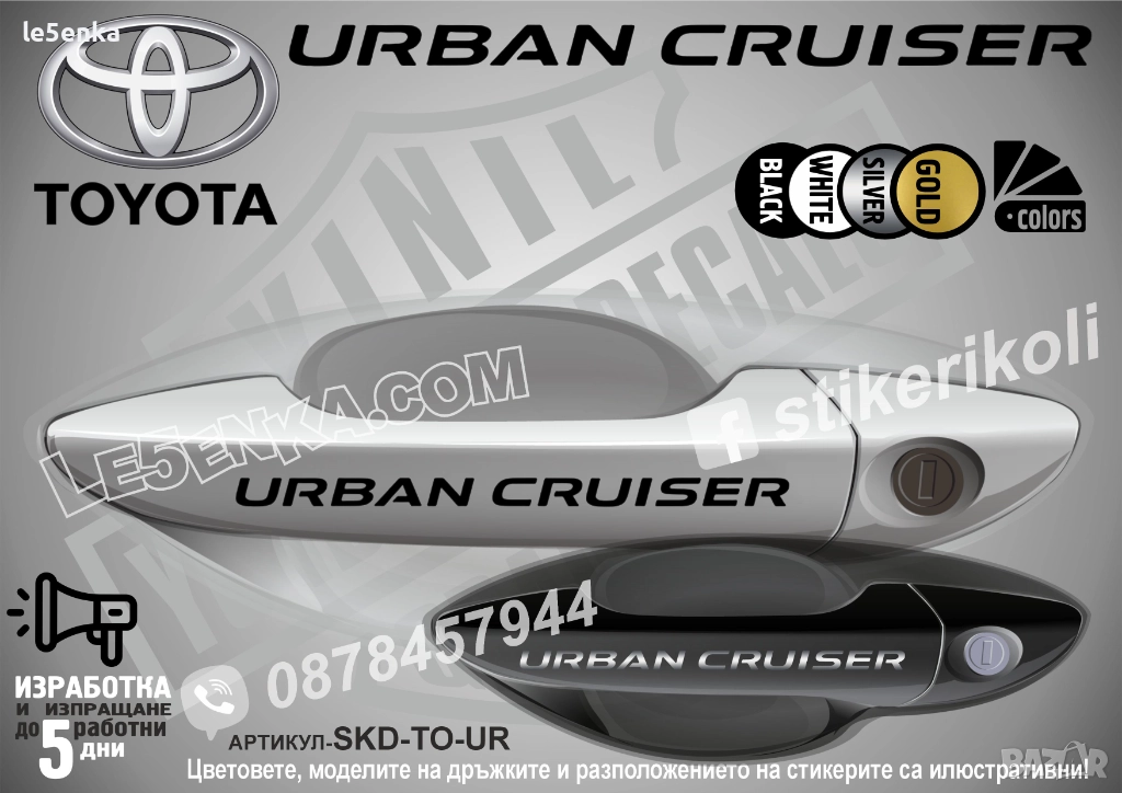 Toyota Urban Cruiser стикери дръжки SKD-TO-UR, снимка 1