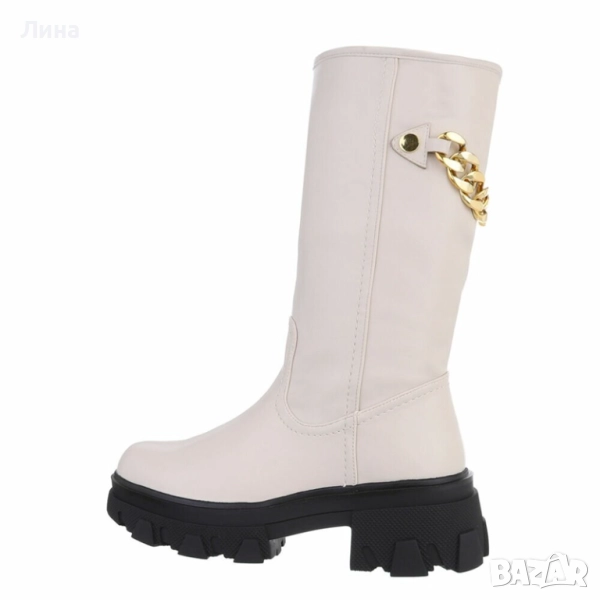 Дамски ботуши, еко кожа, БЕЖОВИ, снимка 1