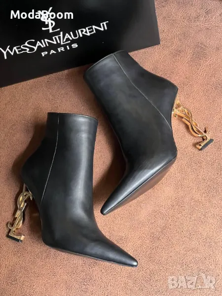 Yves Saint Laurent дамски черни боти на ток, снимка 1
