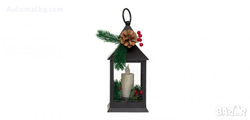 Коледен декоративен фенер с LED светлини Automat, черен , снимка 1