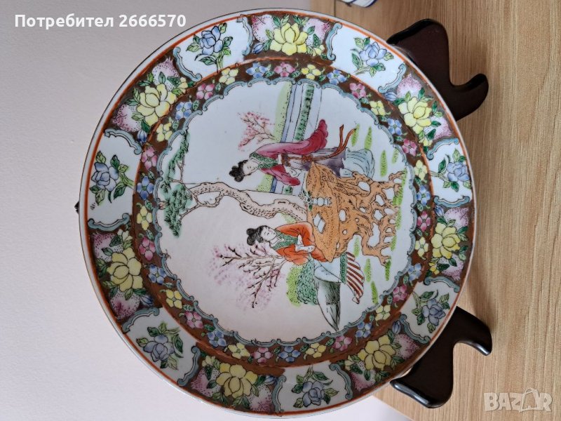 Китайска стара декоративна чиния китайски порцелан , снимка 1