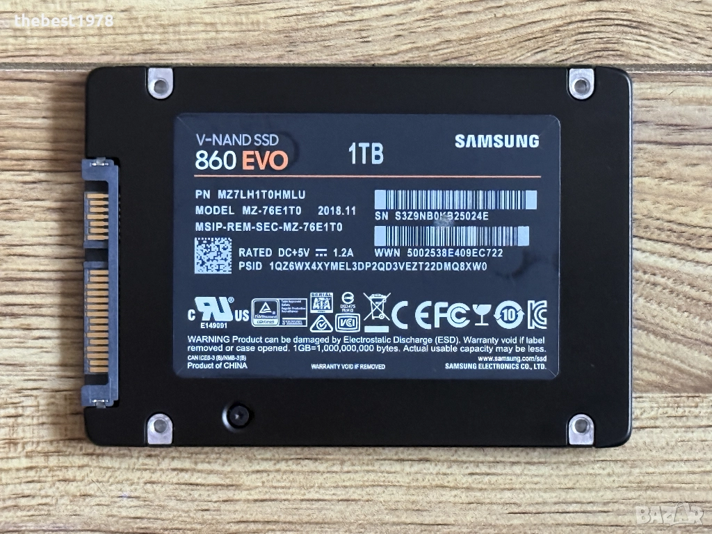 1000GB/1TB SSD 2.5 Samsung 860 EVO, снимка 1