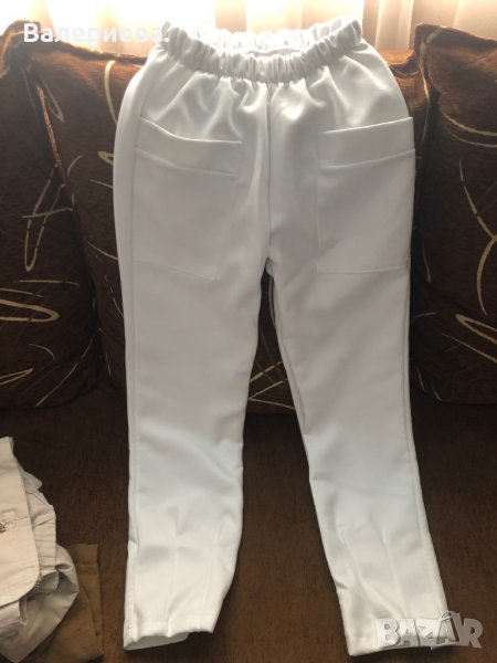 Бял панталон с висока талия, снимка 1