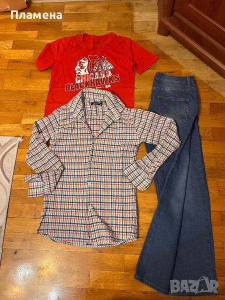 Дънки риза и тениска Reebok 10-12 г , снимка 1