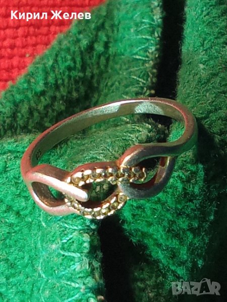 СТИЛЕН АЖУРЕН ВИНТИДЖ АРТ СРЕБЪРЕН СКЪПОЦЕНЕН ПРЪСТЕН СРЕБРО 925 АНГЛИЯ с ФАСЕТ ЦИРКОНЧЕТА 40163, снимка 1