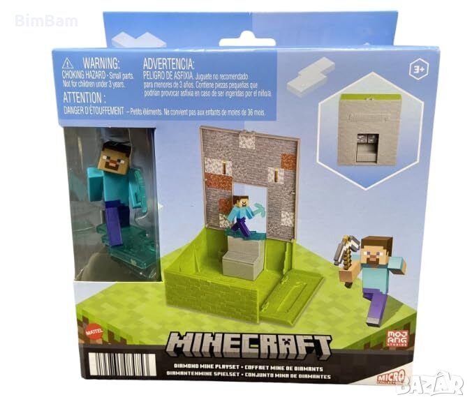 Комплект Minecraft Diamond Mine Playset  със фигурка Steve / Mattel, снимка 1