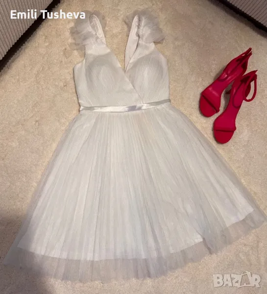 Официална къса бяла рокля., снимка 1