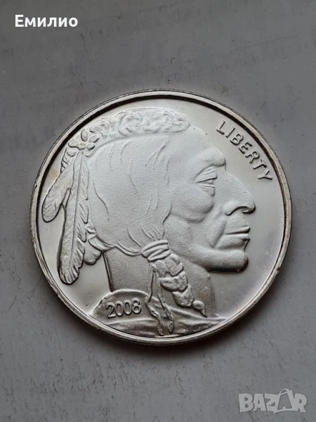 USA. ЕДНА УНЦИЯ ЧИСТО СРЕБРО 0.999 ОТ 2008 год. , снимка 1