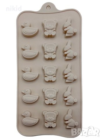 пате мече заек зайче силиконов молд форма за шоколадови желирани бонбони фондан гипс шоколад, снимка 1