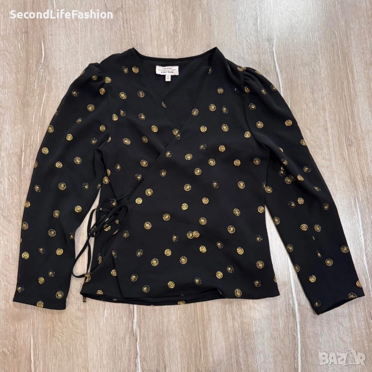 & Other Stories Дамска блуза тип прегърни ме в черно и злато, размер 40 М-Л, снимка 1