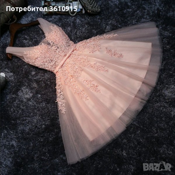 Елегантна розова рокля с дантела, снимка 1