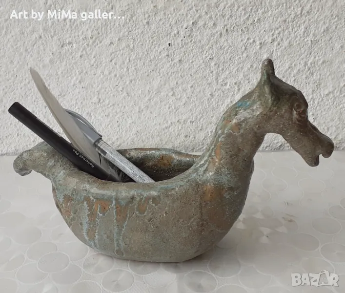 Дракон  -  съд, автор, керамика, подпис, снимка 1