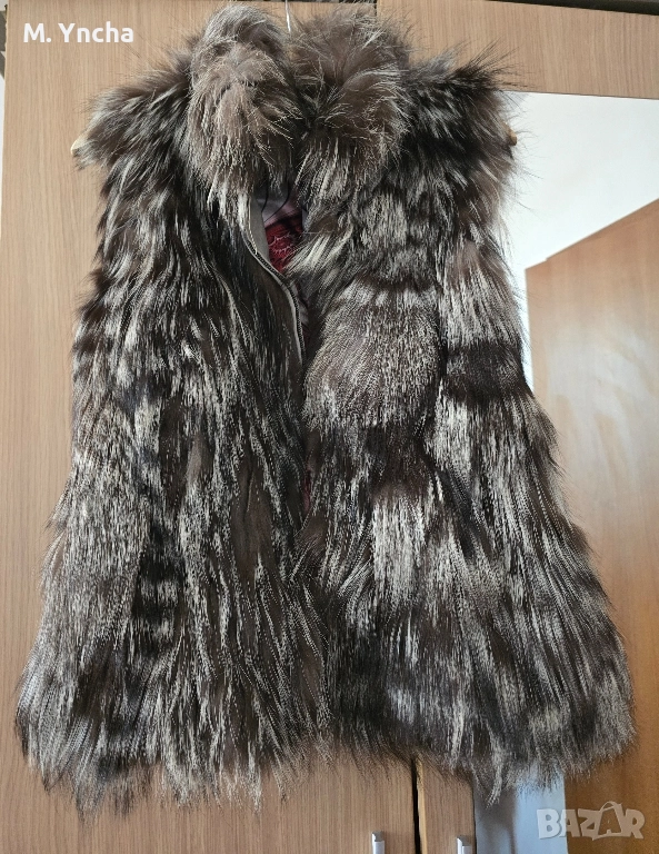 Елек от естествен косъм- сребърна лисица, снимка 1