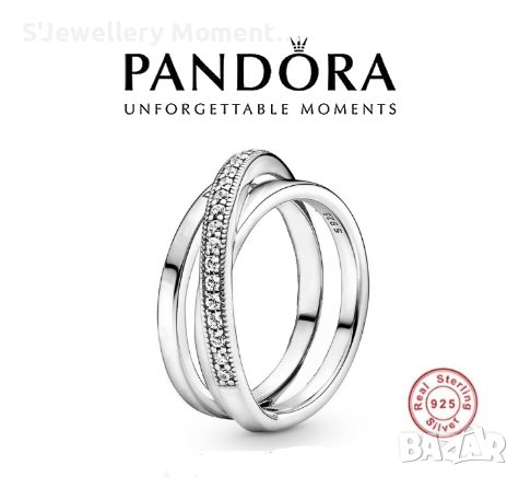 Пандора сребърен пръстен Сплетени халки, снимка 1