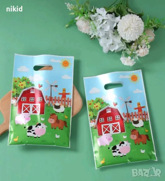10 бр Торбички Ферма Домашни животни за сладки подарък рожден ден парти, снимка 1