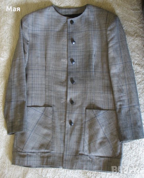 Карирано сако 48 размер - класическа удължена кройка, снимка 1