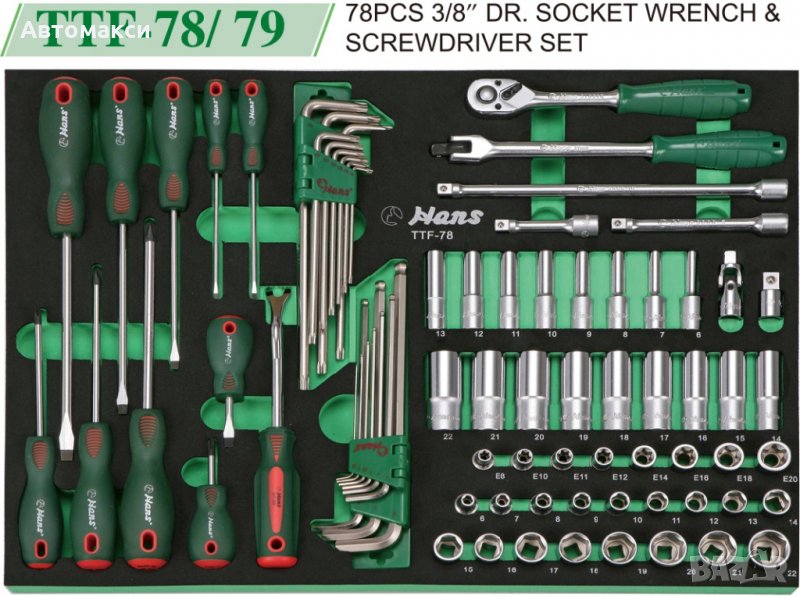К-т  3/8” и отвертки за количка за инструменти Ханс, снимка 1
