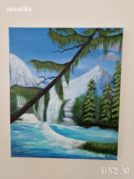 Картина "Водопади" - акрил, размер 25х30 см, снимка 1