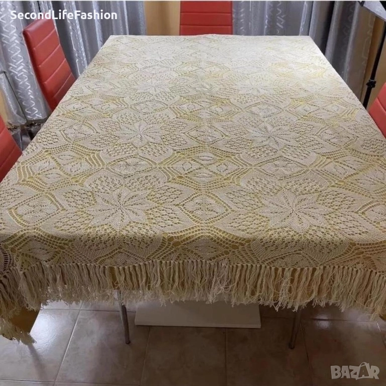 Ръчно плетена покривка с подплата от 80те години ретро винтидж , снимка 1