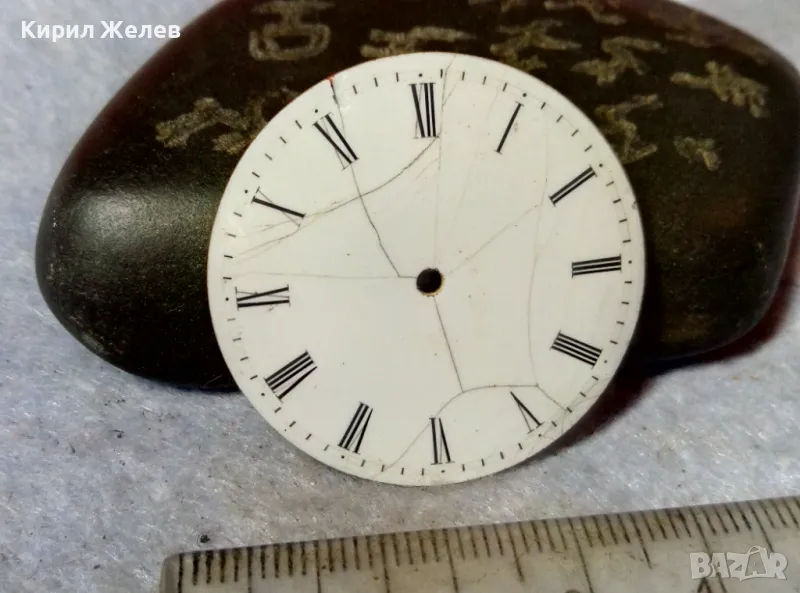 ПОРЦЕЛАНОВ ЦИФЕРБЛАТ с РИМСКИ ЦИФРИ от СТАР КОЛЕКЦИОНЕРСКИ ДЖОБЕН ЧАСОВНИК 49702, снимка 1