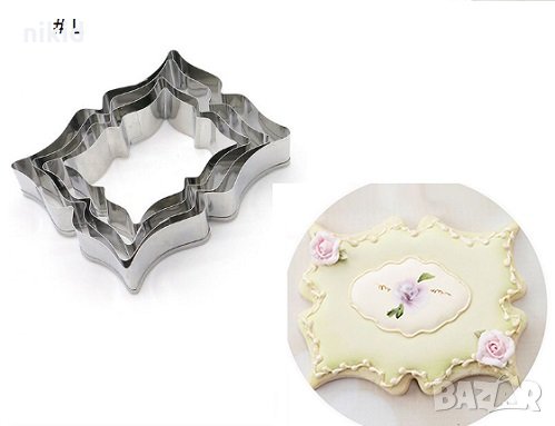 #L 4 БР Правоъгълни вдлъбнати рамки метални форми резци рамка за сладки мъфини фондан украса, снимка 1