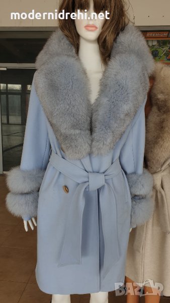 Дамско луксозно палто кашмир вълна и лисица код 283, снимка 1