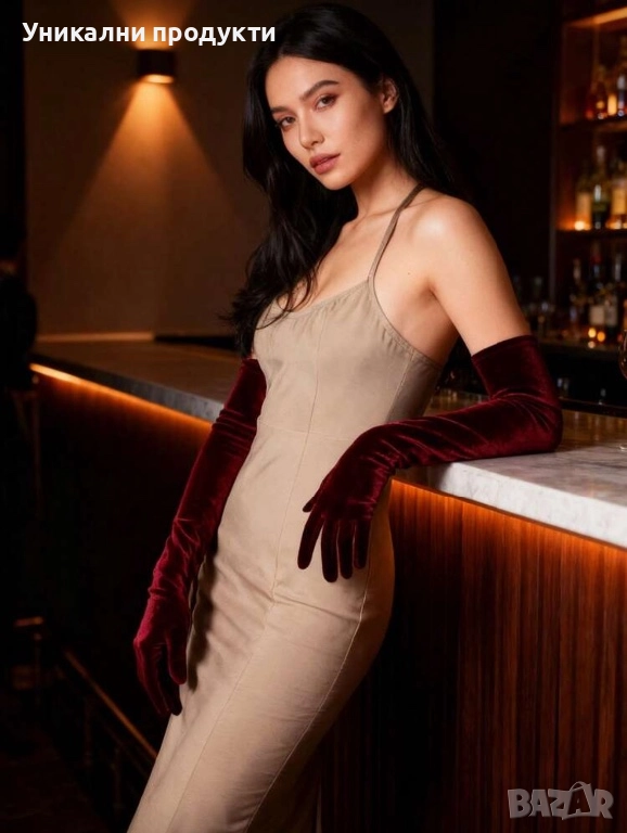 Кадифени ръкавици в стил Old money, снимка 1