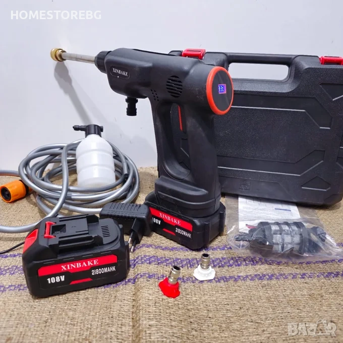 ✨ Акумулаторна водоструйка 21V – Пистолет за миене с LCD дисплей и 5 режима!  ⚡ Мощност 300 W, снимка 1