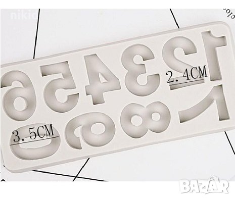 Големи цифри числа дълбок силиконов молд форма фондан шоколад гипс смола декор, снимка 2 - Форми - 33099383