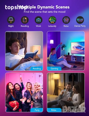 Нови умни крушки Govee h6008 с WiFi и Bluetooth крушки с променящи се цветове, синхронизация с ..., снимка 4 - Крушки - 51728610
