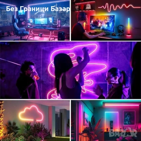 Нова Неонова LED въжена лента 3м RGBIC WS2811 музикален режим осветление, снимка 6 - Лед осветление - 53524854