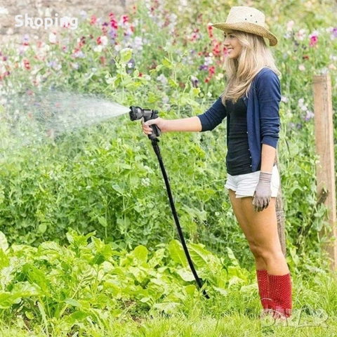 Гъвкав разтеглив градински маркуч 30м – Пълен комплект с пистолет (7 функции) и конектори, снимка 2 - Градински инструменти - 53387280