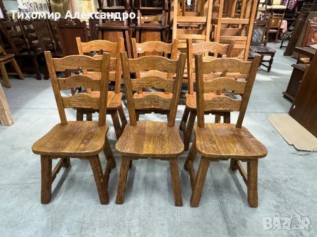 Комплект трапезни столове от дъбов масив, снимка 2 - Столове - 47460725
