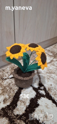 ръчно плетени цветя, снимка 11 - Изкуствени цветя - 53047041