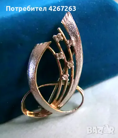 Винтидж сребърна брошка с позлата