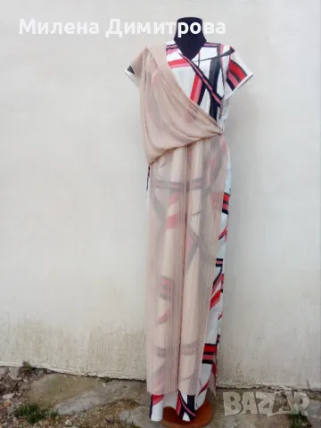 Дълга рокля от сатениран памук , снимка 2 - Рокли - 50066861