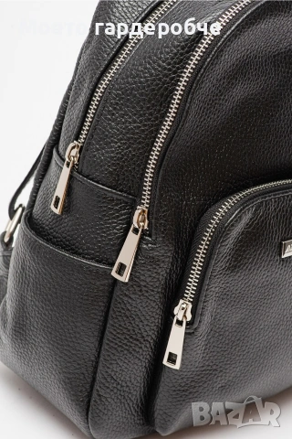 Дамска черна раница естествена кожа, снимка 5 - Раници - 53097243