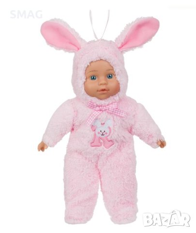 Кукла Бебе Облечена като Зайче Розово 34см, снимка 1 - Други - 43298094