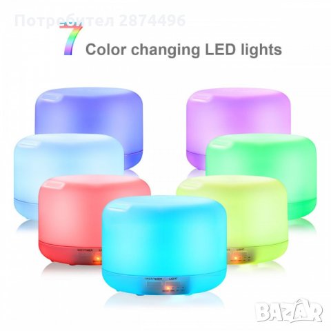 2560 Арома дифузер/овлажнител за въздух 300 и 500 мл с дистанционно, снимка 11 - Други стоки за дома - 35159213