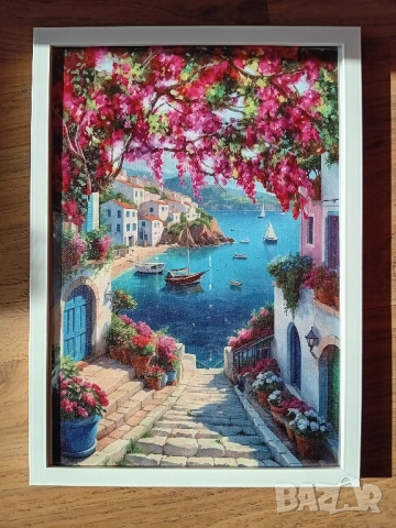 Средиземноморски пейзаж в рамка  21/ 30см., снимка 2 - Картини - 53113502