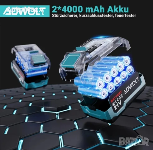 ADWOLT Безжична ъглошлайф машина 125 мм 21 V, ъглошлайф
, снимка 6 - Винтоверти - 50759346