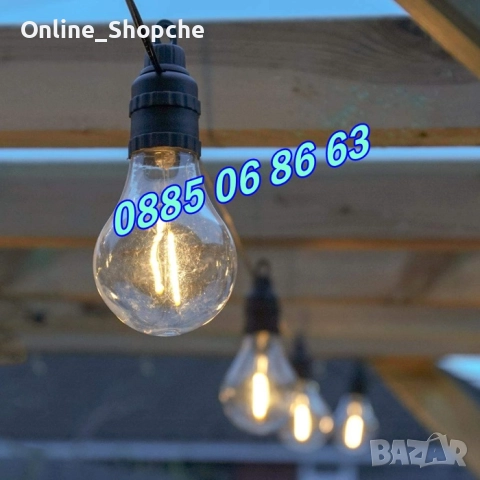 Градински гирлянд 20 бр. LED крушки, топла светлина 10 метра, снимка 4 - Декорация за дома - 52423831