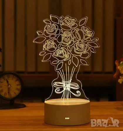3D LED лампа коледа,love,happy birthday, мече,рози,сърца,коледа, снимка 7 - Настолни лампи - 37442632