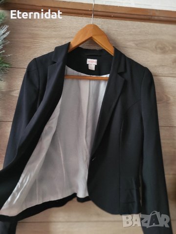 Черно сако H&M с къдричи на кръста , снимка 2 - Сака - 43201351