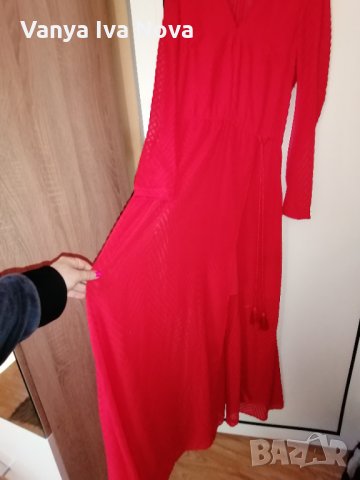 Страхотна дълга червена рокля H&M+подарък червило Max factor , снимка 10 - Рокли - 35453158