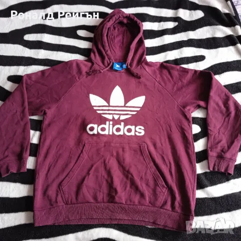 ADIDAS XL оригинален суичър бордо анорак худи Адидас sweatshirt hoodie, снимка 1 - Суичъри - 48122162