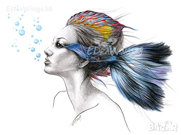 Картина Арт принт "When I was a fish", снимка 5 - Картини - 28206598